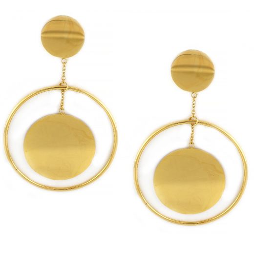 Big round earrings made of gold plated stainless steel