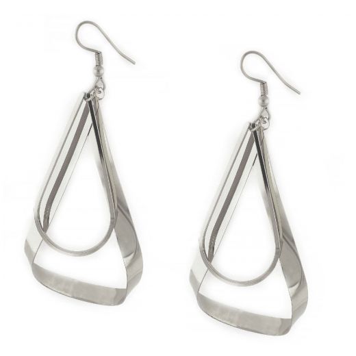 Earrings made of stainless steel with two big drops.
