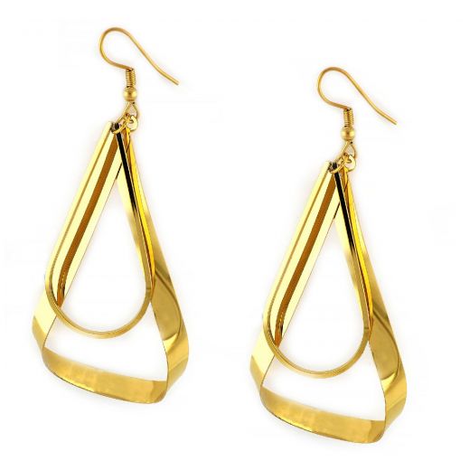 Earrings made of gold plated stainless steel with two big drops.