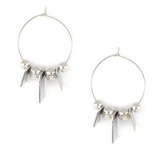 Earrings made of stainless steel with a hoop with hanging elements.