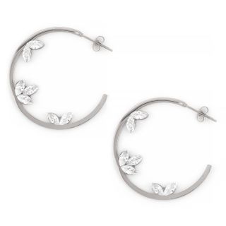 Earrings made of stainless steel in cycle shape with leaflets and cubic zirconia. Earrings made of stainless steel in cycle shape with leaflets and cubic zirconia.