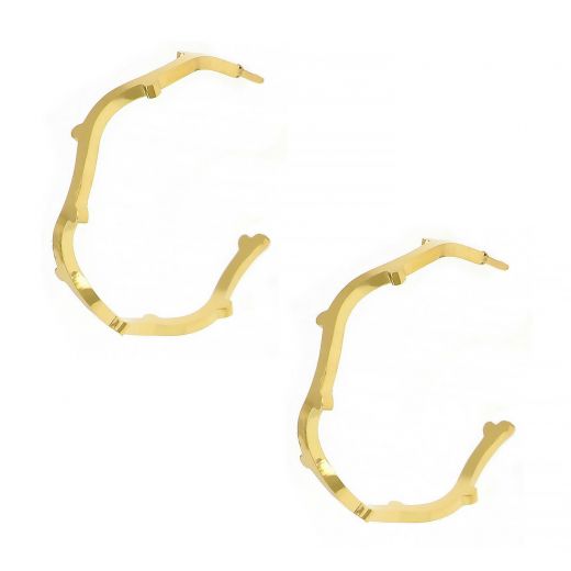 Earrings made of gold plated stainless steel in cycle form which has branch shape.