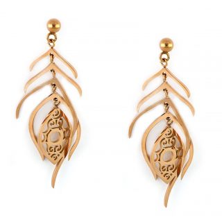 Earrings made of rose gold stainless steel with many branches.