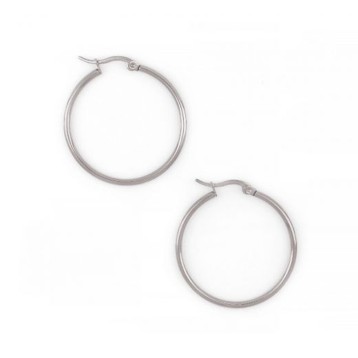 Hoop earrings made of stainless steel with thickness 2 mm and diameter 30 mm