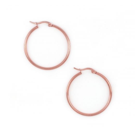 Hoop earrings made of stainless steel rose gold plated with thickness 2 mm and diameter 30 mm