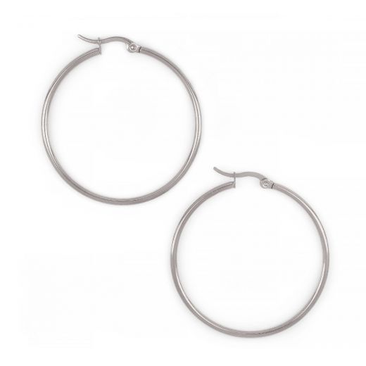 Hoop earrings made of stainless steel with thickness 2 mm and diameter 40 mm