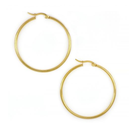 Hoop earrings made of stainless steel gold plated with thickness 2 mm and diameter 40 mm