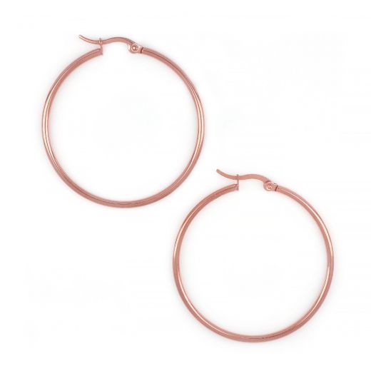 Hoop earrings made of stainless steel rose gold plated with thickness 2 mm and diameter 40 mm