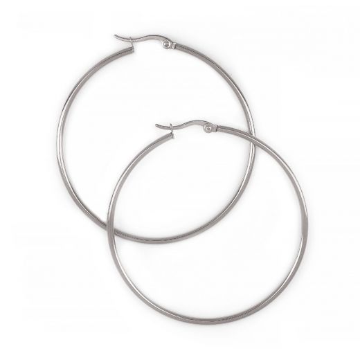 Hoop earrings made of stainless steel with thickness 2 mm and diameter 50 mm