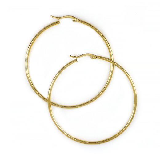 Hoop earrings made of stainless steel gold plated with thickness 2 mm and diameter 50 mm