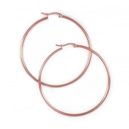 Hoop earrings made of stainless steel rose gold plated with thickness 2 mm and diameter 50 mm