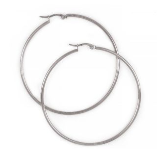 Hoop earrings made of stainless steel with thickness 2 mm and diameter 60 mm Hoop earrings made of stainless steel with thickness 2 mm and diameter 60 mm