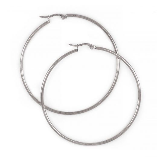 Hoop earrings made of stainless steel with thickness 2 mm and diameter 60 mm
