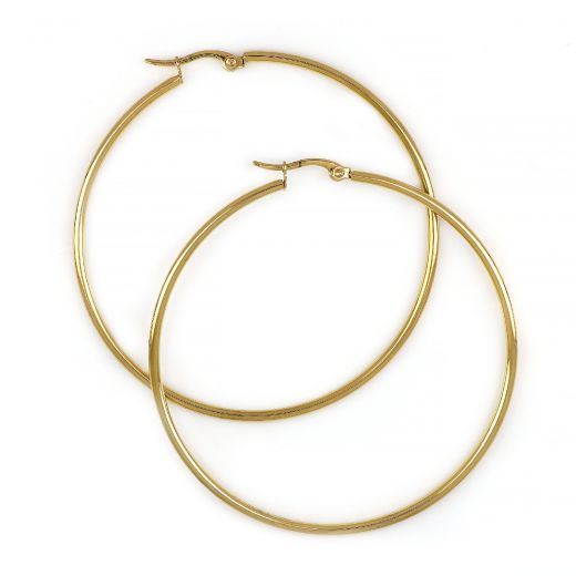 Hoop earrings made of stainless steel gold plated with thickness 2 mm and diameter 60 mm