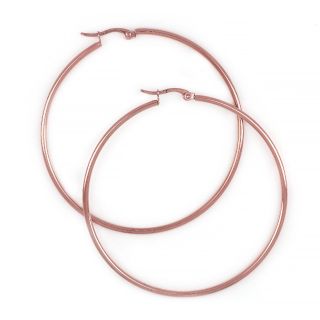 Hoop earrings made of stainless steel rose gold plated with thickness 2 mm and diameter 60 mm Hoop earrings made of stainless steel rose gold plated with thickness 2 mm and diameter 60 mm