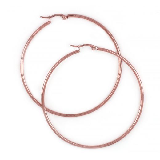 Hoop earrings made of stainless steel rose gold plated with thickness 2 mm and diameter 60 mm