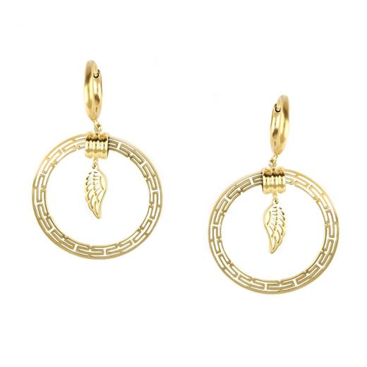 Hoop earrings made of stainless steel gold plated and greca