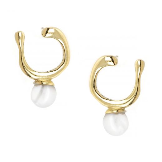 Stainless steel earrings gold plated with pearl
