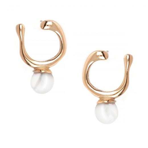 Stainless steel earrings  rose gold plated with pearl