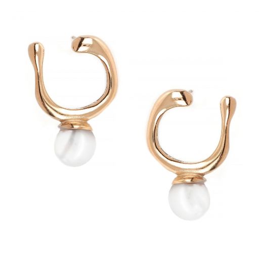 Stainless steel earrings  rose gold plated with pearl