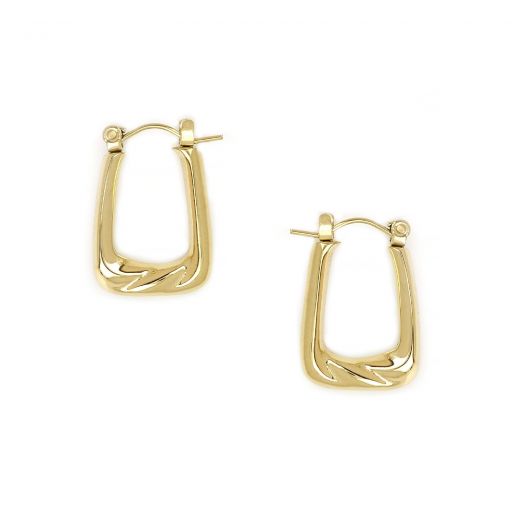 Stainless steel earrings embossed in gold plated square shape