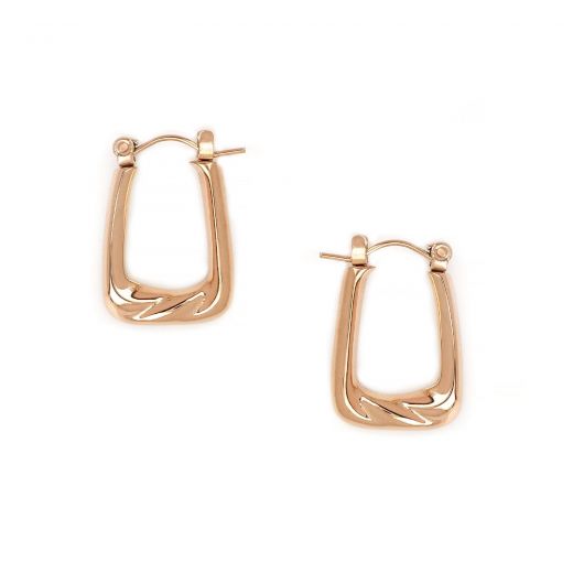 Stainless steel earrings embossed rose gold plated  in square shape
