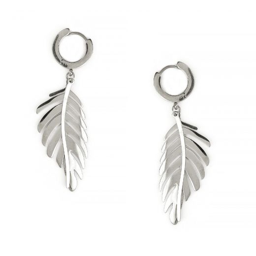 Stainless steel earrings with leaf design