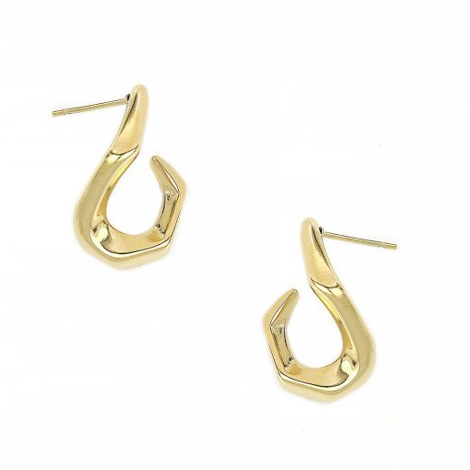 Stainless steel gold plated earrings with curvy design