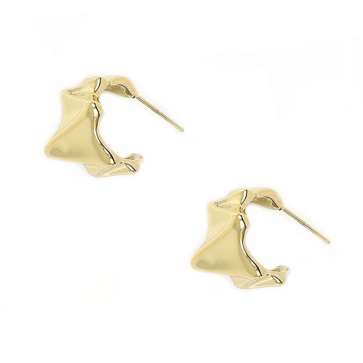 Stainless steel gold plated earrings with angular design