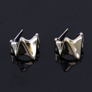 Stainless steel gold plated earrings with angular design - 