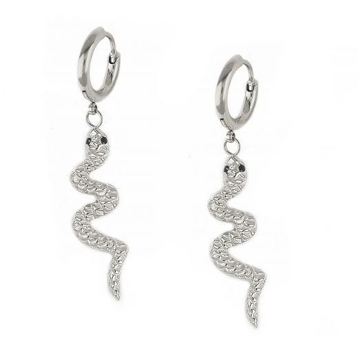 Stainless steel earrings with snake design