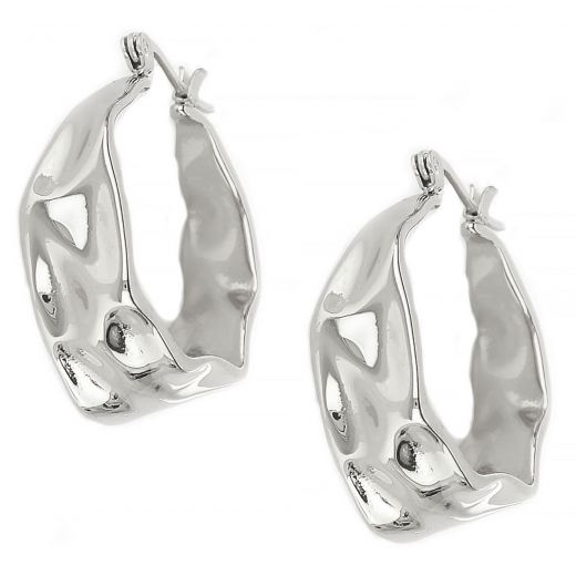 Stainless steel bulk round earrings with forged design