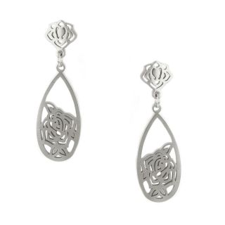 Ατσάλινα σκουλαρίκια με σχέδιο τριαντάφυλλο