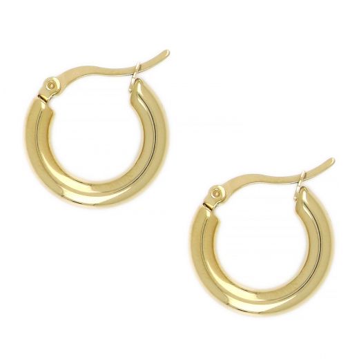 Stainless steel gold plated earrings with thick hoop design