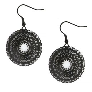 Stainless steel perforated black disc earrings Stainless steel perforated black disc earrings