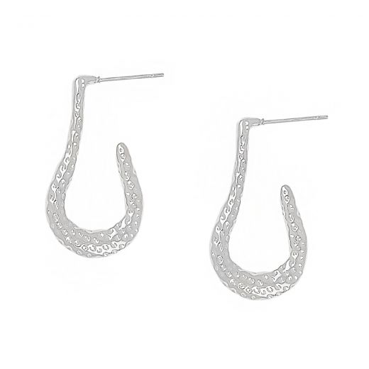 Carved stainless steel earrings