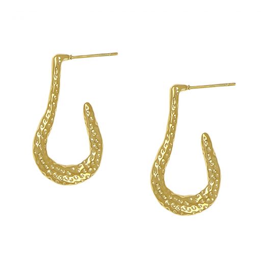 Carved stainless steel earrings gold plated