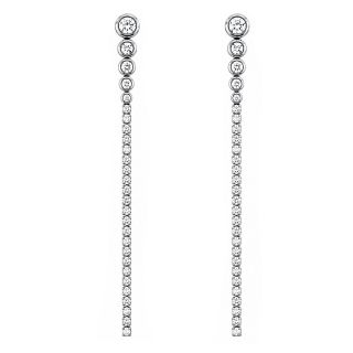 Σκουλαρίκια από ανοξείδωτο ατσάλι ριβιέρα με λευκά ζιργκόν