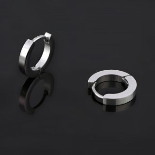 Hoop earrings made of stainless steel in silver color 2,5 mm thick. - 