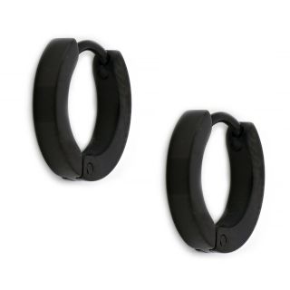 Hoop earrings made of stainless steel in black color 2,5 mm thick. Hoop earrings made of stainless steel in black color 2,5 mm thick.