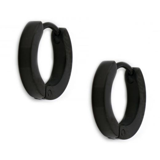 Hoop earrings made of stainless steel in black color 2,5 mm thick.