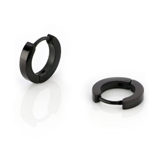 Hoop earrings made of stainless steel in black color 2,5 mm thick. - 