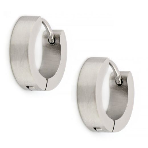 Hoop earrings made of stainless steel in silver color 4 mm thick.