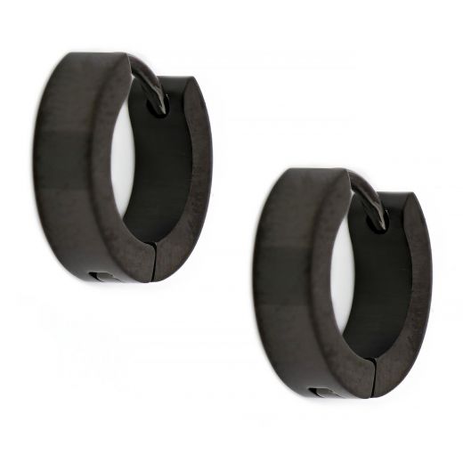 Hoop earrings made of stainless steel in black color 4 mm thick.