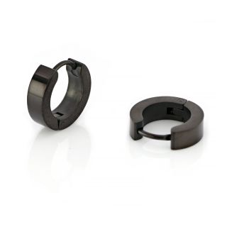 Hoop earrings made of stainless steel in black color 4 mm thick. - 