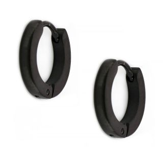 Hoop earrings made of stainless steel in black color 2 mm thickness and 13 mm diameter. Hoop earrings made of stainless steel in black color 2 mm thickness and 13 mm diameter.