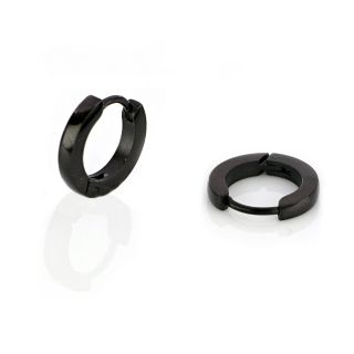Hoop earrings made of stainless steel in black color 2 mm thickness and 13 mm diameter. - 