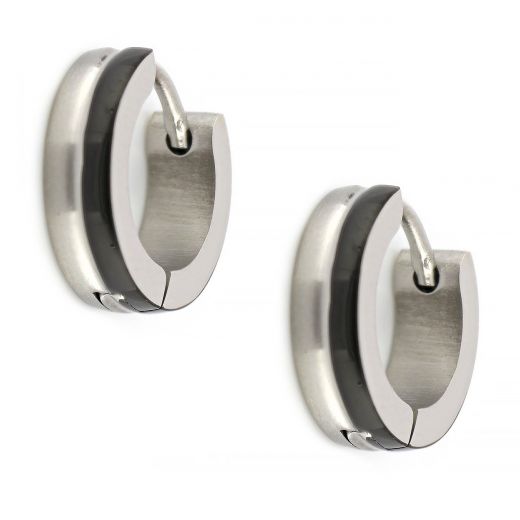 Two-tone hoop earrings made of stainless steel 4 mm thick.