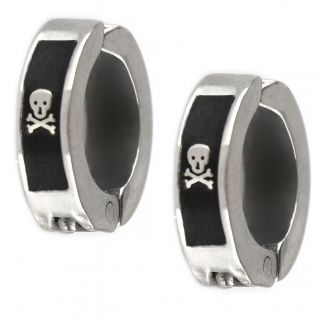 Men's stainless steel earrings black 4 mm with skull Men's stainless steel earrings black 4 mm with skull