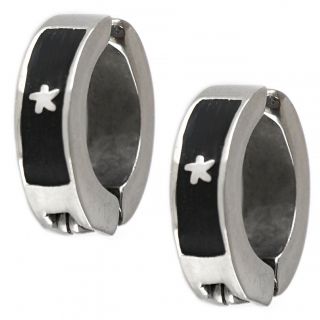 Men's stainless steel earrings black 4 mm with star Men's stainless steel earrings black 4 mm with star